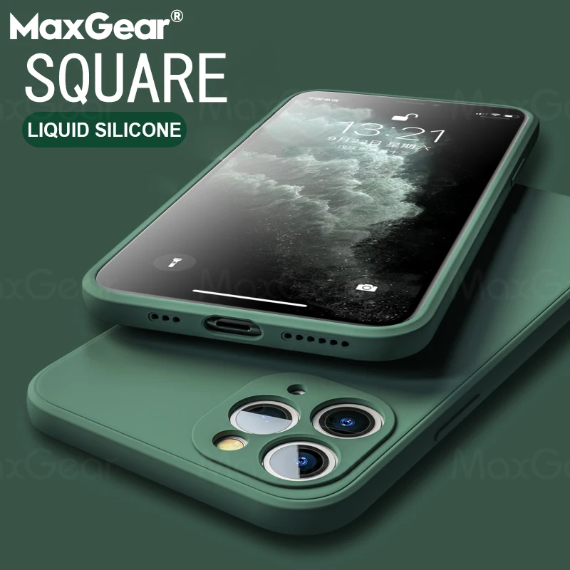 Классический квадратный мягкий чехол из жидкого силикона для iPhone 11 Pro X XR XS Max SE 2020 7