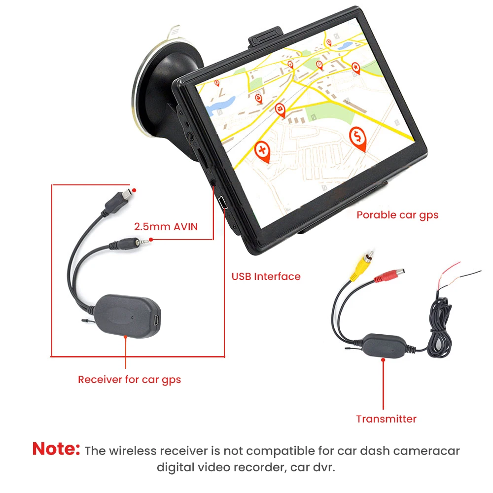 AOSHIKE 2.4GHZ Vehicle Camera RCA Wireless Transmitter Receiver for Rear Reversing Monitor DC12V View |