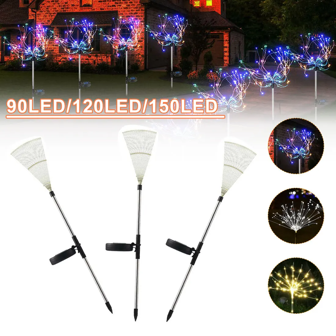 Outdoor LED Solar Flashing Fireworks Lights 90/150 LEDs Waterproof String Fairy Light For Home Garden Christmas Decoration
Outdoor LED Solar Flashing Fireworks Lights 90/150 LEDs Waterproof String Fairy Light For Home Garden Christmas Decoration