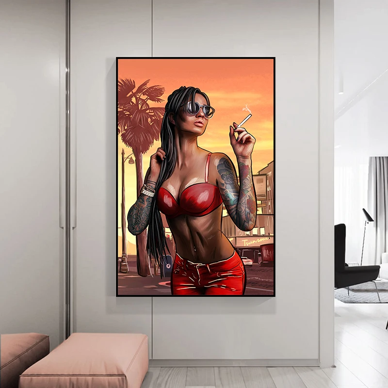 Cool Sexy Bad Girl Smoking Canvas Painting Poster and Print Modern Wall Art Pictures for Living Room Home Decoration
Cool Sexy Bad Girl Smoking Canvas Painting Poster and Print Modern Wall Art Pictures for Living Room Home Decoration
