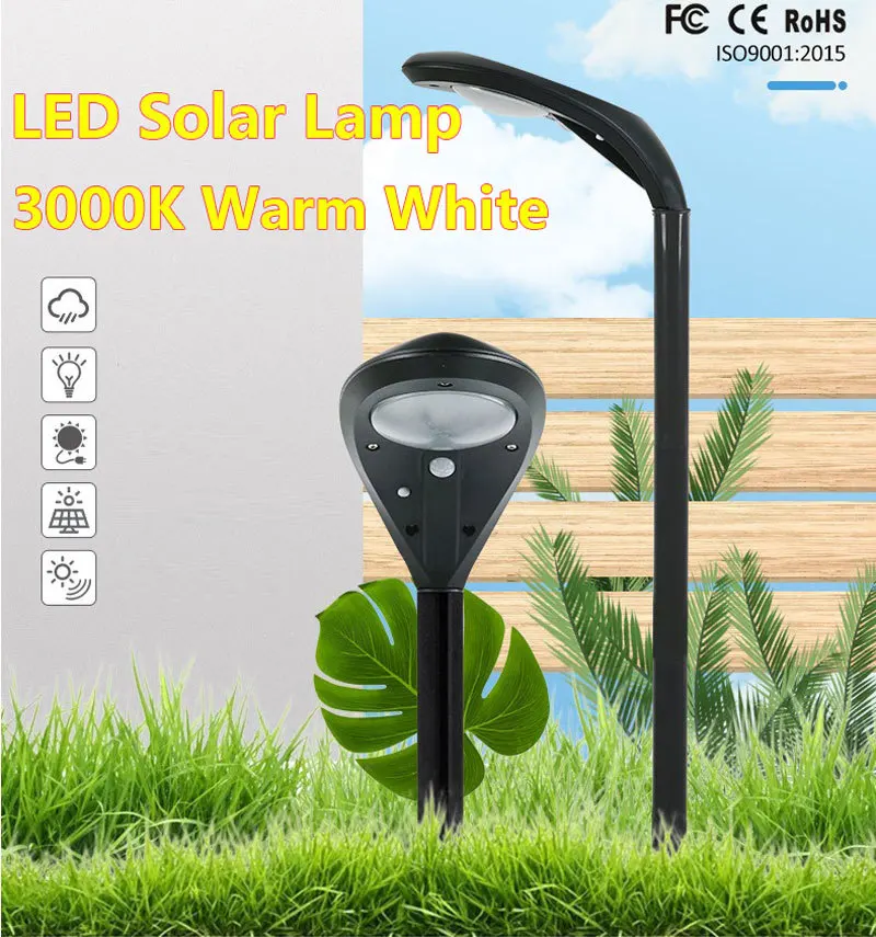 

LED Solar Powered Lamp Outdoor Pathway Ground Light Night Induction Sensor High Brightness IP44 Waterproof Garden Street Lamp