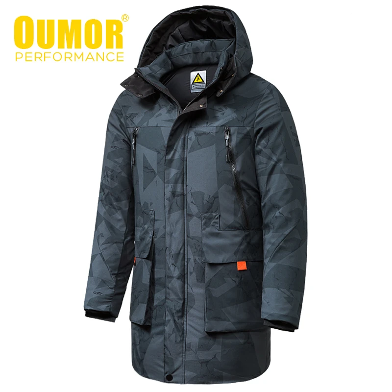 Oumor 8XL Мужская зимняя новая длинная Повседневная камуфляжная куртка с капюшоном