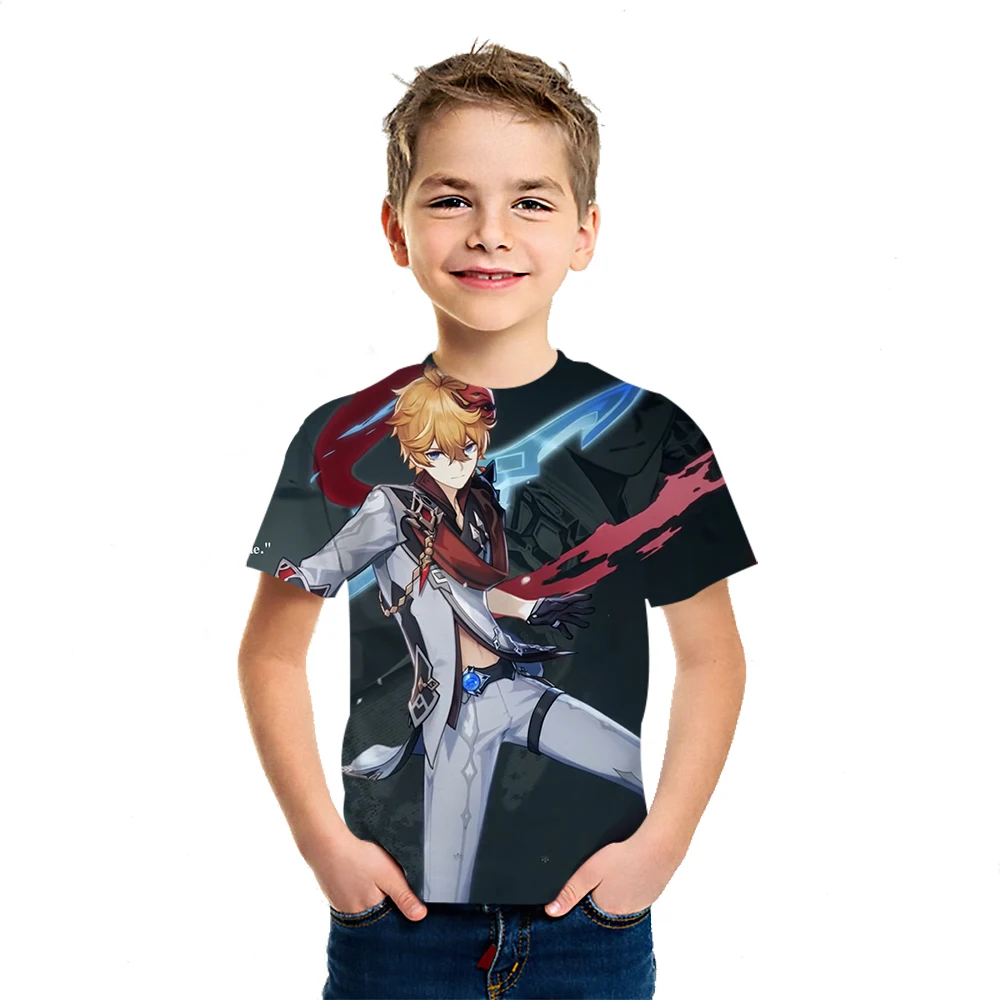 Genshin Impact summer 3D printing anime children's short sleeve boys and girls loose casual T-shirt personalized Harajuku simple
Genshin Impact summer 3D printing anime children's short sleeve boys and girls loose casual T-shirt personalized Harajuku simple