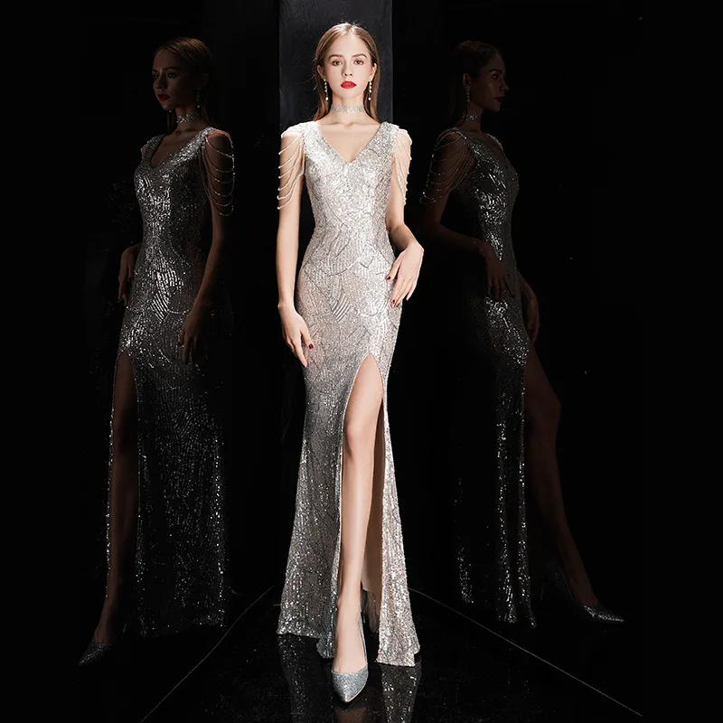 2021 Women Sequins Beading Long Dress V-Neck Tassels Women Sexy Party Dress Floor Length Women Maxi Dress Vestidos
2021 Women Sequins Beading Long Dress V-Neck Tassels Women Sexy Party Dress Floor Length Women Maxi Dress Vestidos