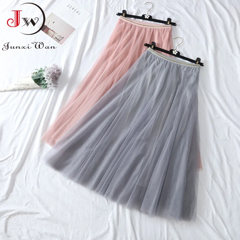 Women Elegant Mesh Tulle Skirt Spring Autumn Korean Style High Waist Solid Color Long Pleated Tutu Skirt Jupe Longue
Women Elegant Mesh Tulle Skirt Spring Autumn Korean Style High Waist Solid Color Long Pleated Tutu Skirt Jupe Longue