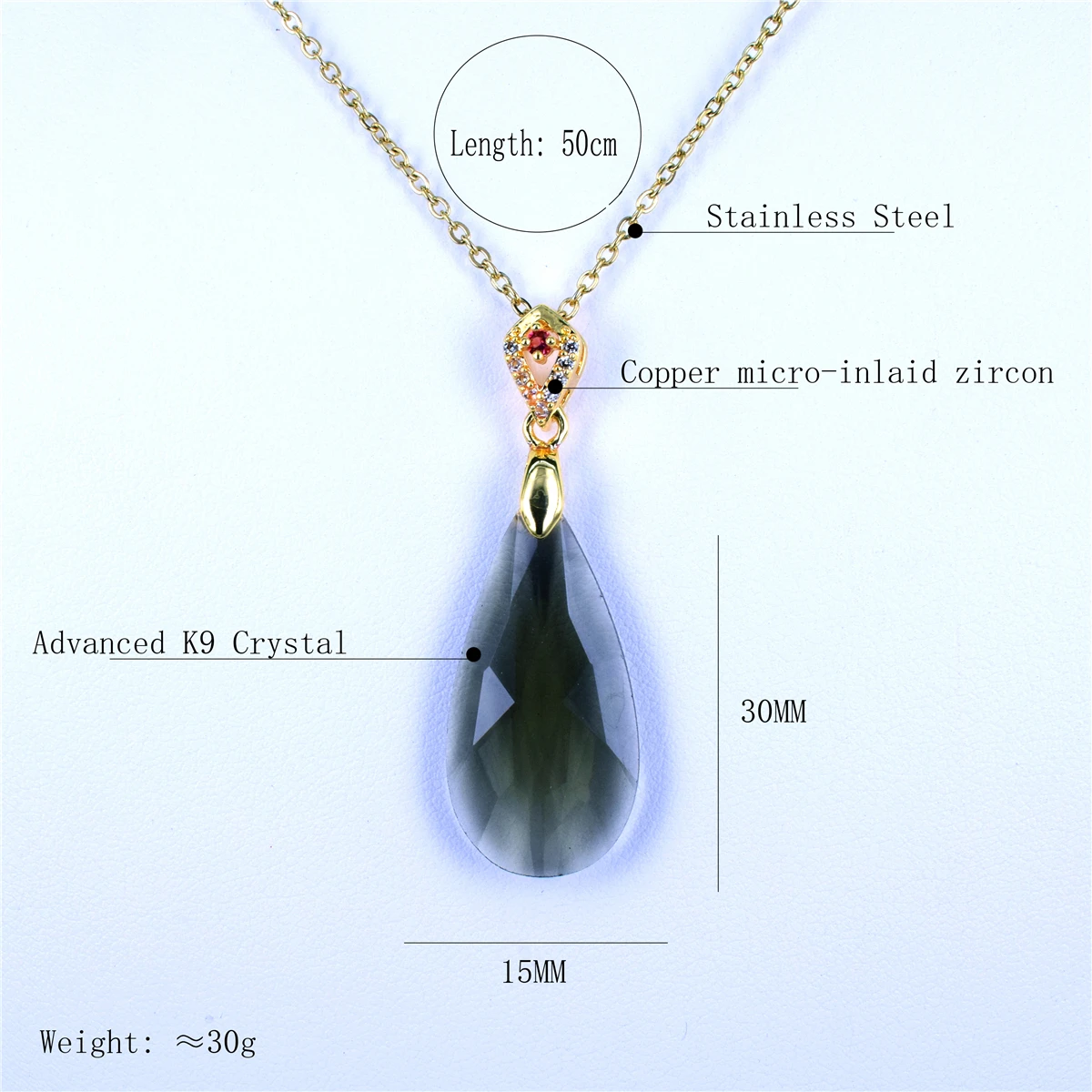 QITIS Luxury Water Drops Semi Pendant Zircon Necklace CZ Fashion Cat's Eye Necklace Women's Jewelry