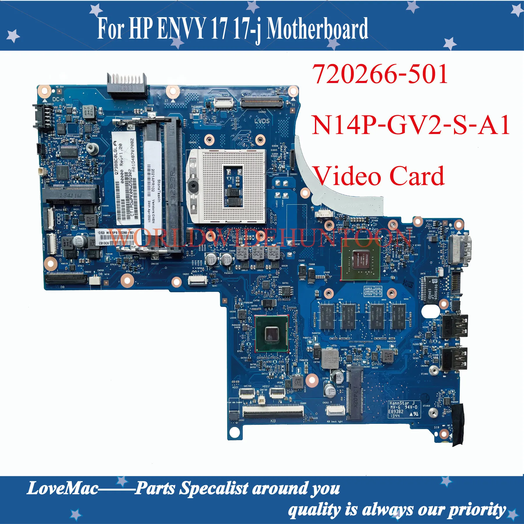 Материнская плата Worldwidehuntoon 720266-501 720266-001 для HP ENVY17 17-J, N14P-GV2-S-A1 100% рабочий
Материнская плата Worldwidehuntoon 720266-501 720266-001 для HP ENVY17 17-J, N14P-GV2-S-A1 100% рабочий