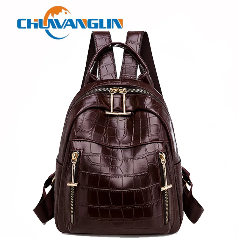 Фото Женский кожаный рюкзак Chuwanglin винтажный школьный дорожный мини-рюкзак из