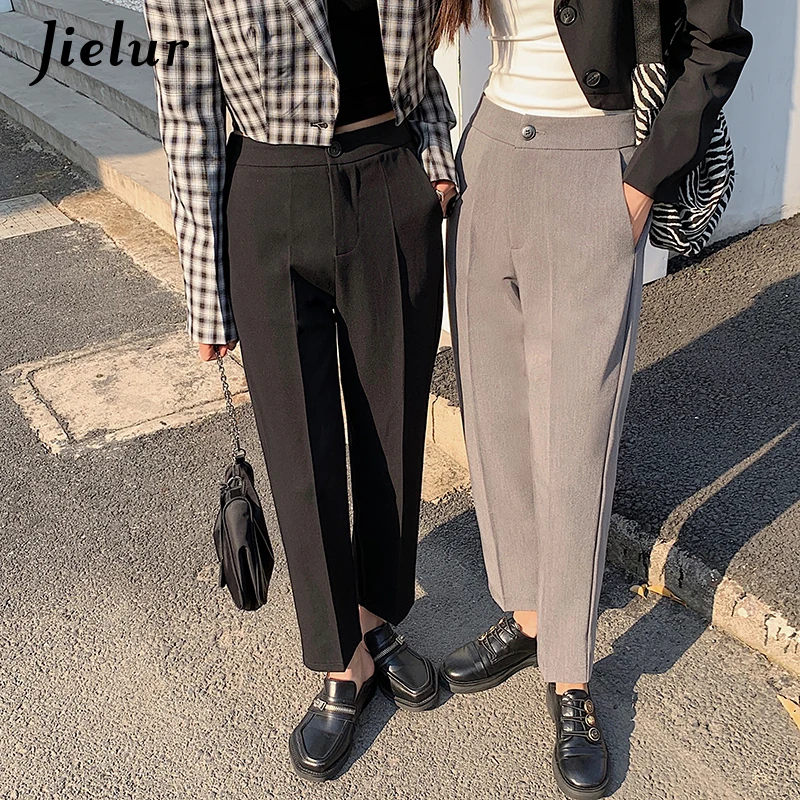 Jielur Woman Suit Pants Harajuku High Waist Women's Pants Straight Formal Workwear Trousers Ladies OL Pants Black Gray Zipper
Jielur Woman Suit Pants Harajuku High Waist Women's Pants Straight Formal Workwear Trousers Ladies OL Pants Black Gray Zipper