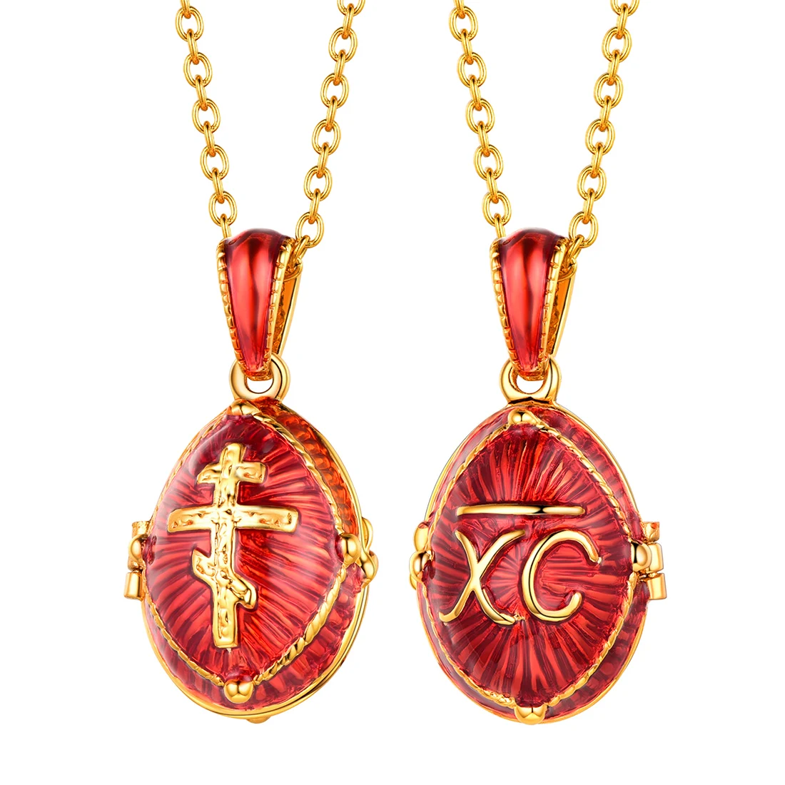 U7 Orthodox Cross Red Openalble Oval Egg Locket Pendant Necklace 22" Gold Plated Chain Memorial Religious Enamel Charm Necklace
U7 Orthodox Cross Red Openalble Oval Egg Locket Pendant Necklace 22" Gold Plated Chain Memorial Religious Enamel Charm Necklace