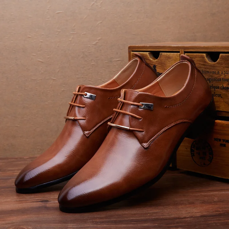 2021 Men Leather Shoes Man Business Dress Classic Style Flats Brown Black Lace Up Pointed Toe Shoe For Men Oxford Shoes
2021 Men Leather Shoes Man Business Dress Classic Style Flats Brown Black Lace Up Pointed Toe Shoe For Men Oxford Shoes