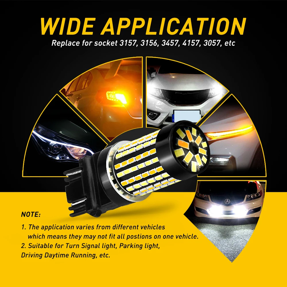 OXILAM 2pcs T25 3157 P27W P27/7W LED Lamp 3156 Switchback Bulb Dual Color White Amber for Turn Signal DRL Daytime Running Lights
OXILAM 2pcs T25 3157 P27W P27/7W LED Lamp 3156 Switchback Bulb Dual Color White Amber for Turn Signal DRL Daytime Running Lights