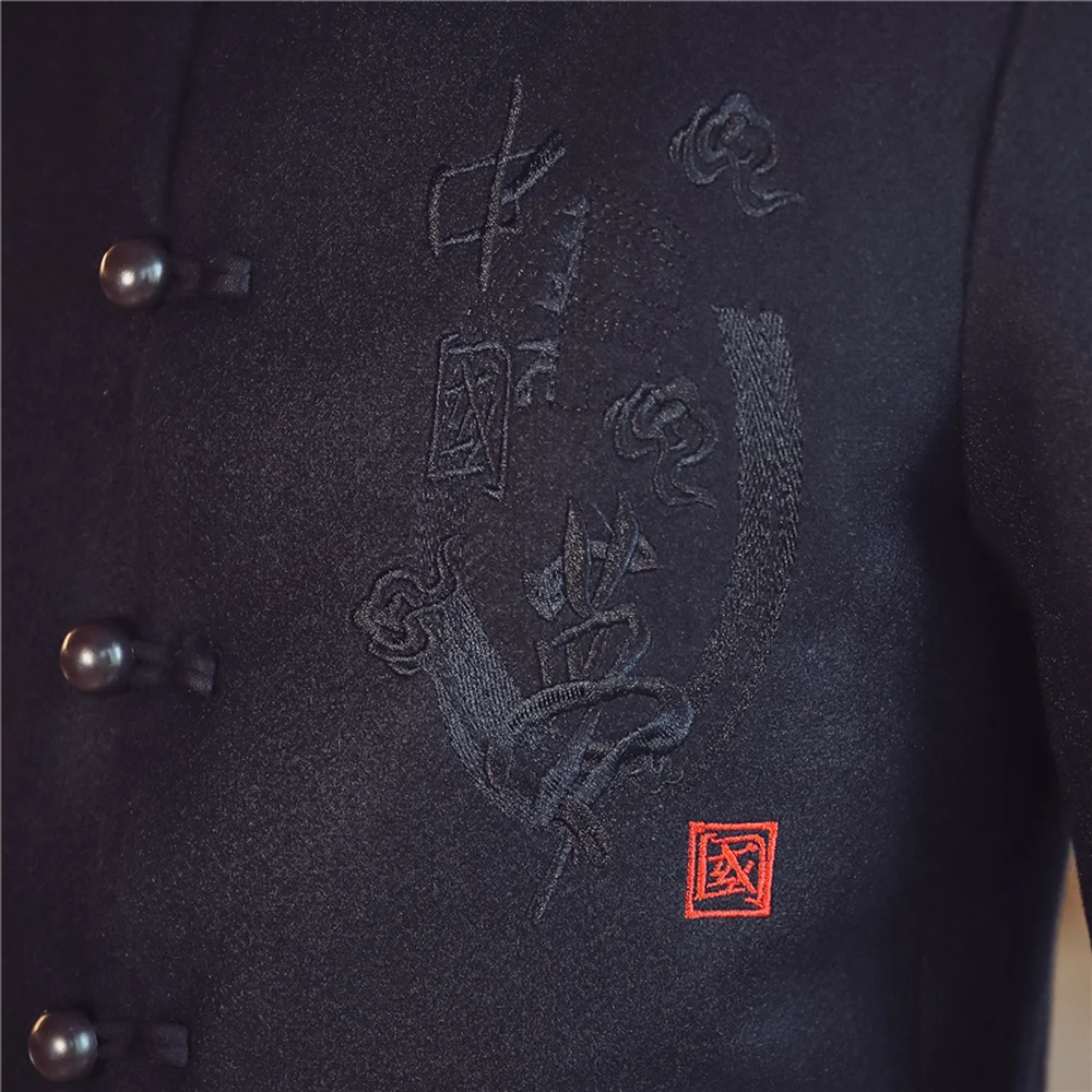 Chinese National Style Coats Fashion Stand collar Wool Blend Coat Autumn Winter Fashion Embroidery print Medium-Long Jacket
Chinese National Style Coats Fashion Stand collar Wool Blend Coat Autumn Winter Fashion Embroidery print Medium-Long Jacket