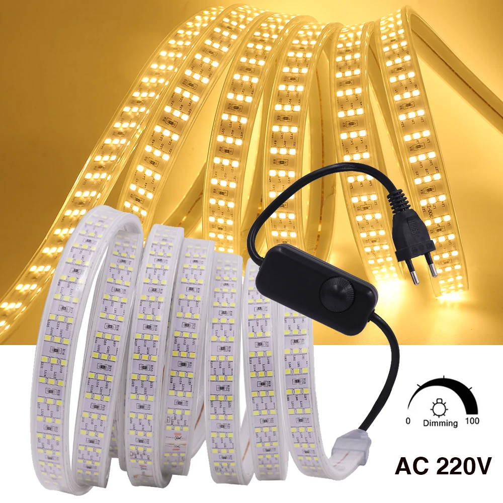 Super Brighter Dimmerable LED Strip 220V 240V EU AU UK 276Leds/m 2835 Three Row Waterproof Outdoor Flexible Ribbon Rope Light
Super Brighter Dimmerable LED Strip 220V 240V EU AU UK 276Leds/m 2835 Three Row Waterproof Outdoor Flexible Ribbon Rope Light