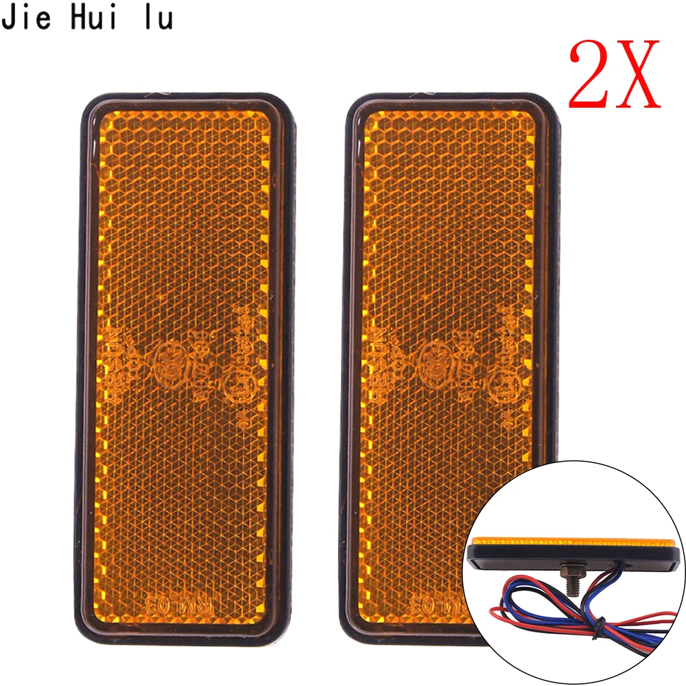 

1 Pair 24LED Rectangle Motorcycle Reflector Tail Brake Turn Signal Light Lamp Car ATV LED Reflectors Truck Side Warning Light