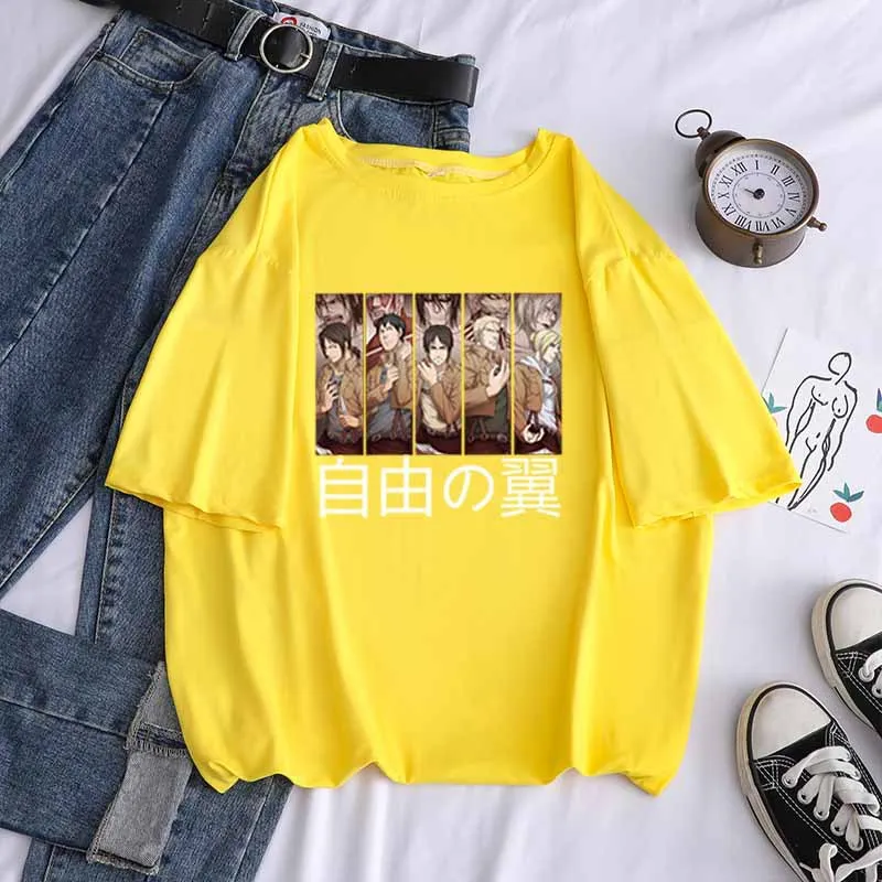 2021 Japanese Anime Attack on Titan T Shirt Women Kawaii Jiyuu No Tsubasa Graphic Tees Funny Levi Eren Harajuku Unisex Tshirt
2021 Japanese Anime Attack on Titan T Shirt Women Kawaii Jiyuu No Tsubasa Graphic Tees Funny Levi Eren Harajuku Unisex Tshirt