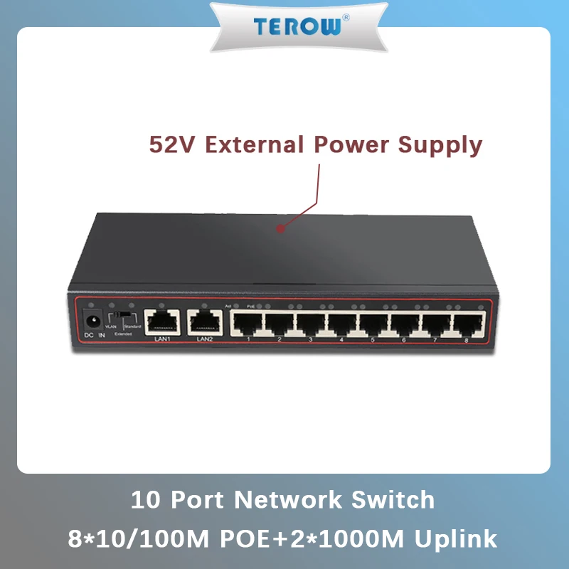 Сетевой коммутатор TEROW, 10 портов, 100 Мбит/с, 8 портов POE + 2 порта Uplink, 52 в, VLAN, подходит для IP-камеры/беспроводной точки доступа/камеры видеонаблю...
Сетевой коммутатор TEROW, 10 портов, 100 Мбит/с, 8 портов POE + 2 порта Uplink, 52 в, VLAN, подходит для IP-камеры/беспроводной точки доступа/камеры видеонаблю...