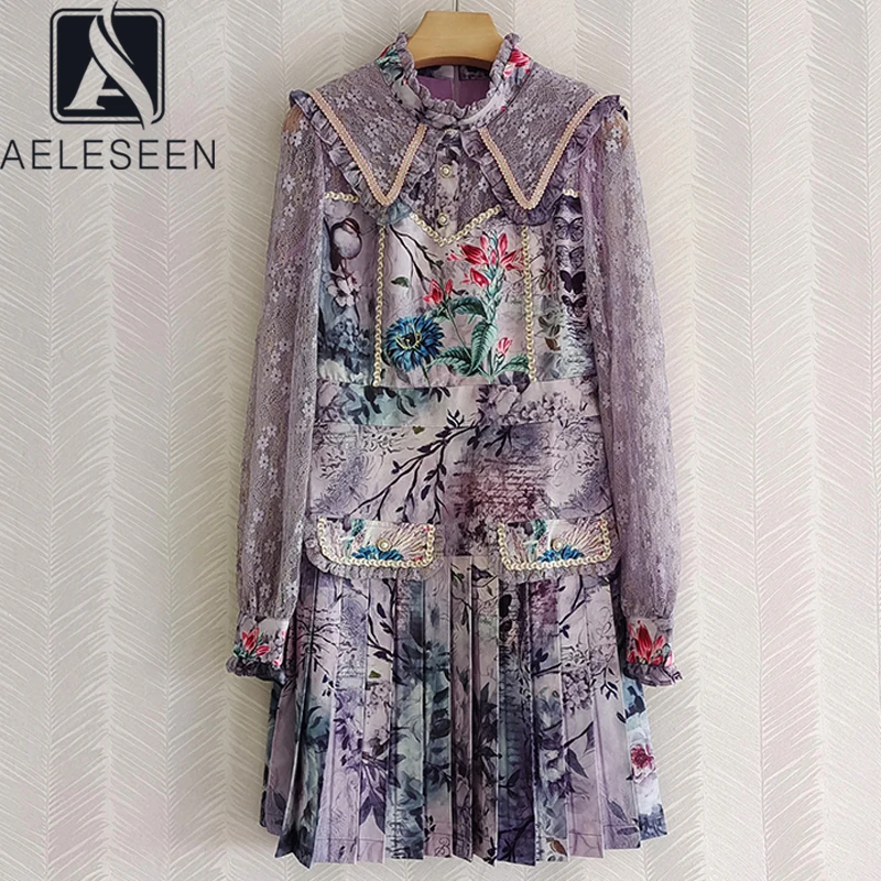 AELESEEN Fashion Runway 2022 Spring Vintage Dress Women Lace Long Sleeve Fashion Flowers Printed Ladies Elegant Pleat Dresses
AELESEEN Fashion Runway 2022 Spring Vintage Dress Women Lace Long Sleeve Fashion Flowers Printed Ladies Elegant Pleat Dresses