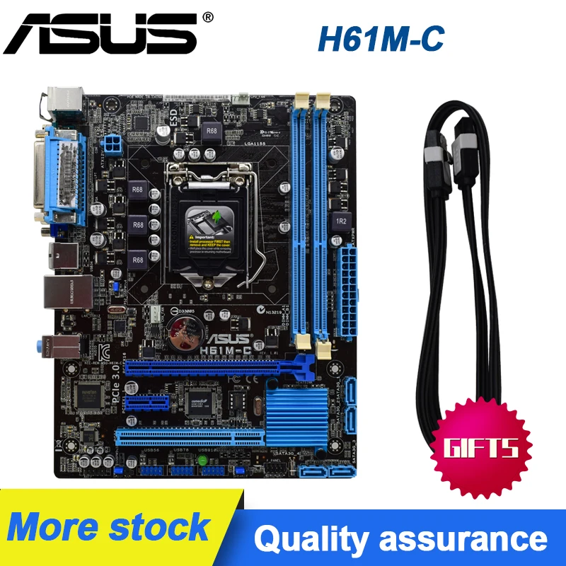 Фото ASUS H61M C PC материнская плата LGA1155 M ATX H61 набор материнских плат для настольного