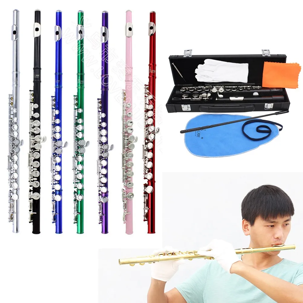 16 Hole Flute Beginners Key Of C Concert School Flute With E Key Gloves Hard Case Cleaning Rod Cloth Screwdriver Instrument Set
16 Hole Flute Beginners Key Of C Concert School Flute With E Key Gloves Hard Case Cleaning Rod Cloth Screwdriver Instrument Set