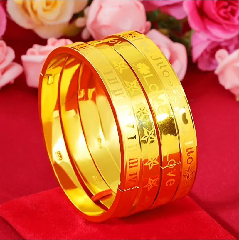 hi 4pcs/lot 24K Gold bracelet Fashion Gold Card buckle Bangles For Women Wedding love stars bracelet Jewelry Gifts
hi 4pcs/lot 24K Gold bracelet Fashion Gold Card buckle Bangles For Women Wedding love stars bracelet Jewelry Gifts