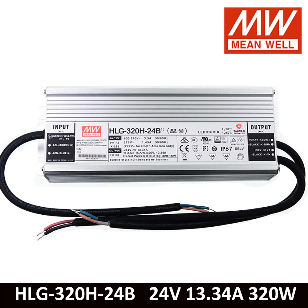 MEAN WELL HLG-320H-24B 110V/220V AC to DC 24V 13.34A 320W Switching Power Supply Waterproof IP67 Dimmable LED Driver SMPS
MEAN WELL HLG-320H-24B 110V/220V AC to DC 24V 13.34A 320W Switching Power Supply Waterproof IP67 Dimmable LED Driver SMPS