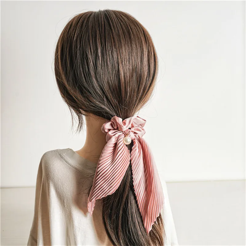 Fashion Chiffon Satin Pearls Scrunchie Hair Ties Women Fold Streamer Hair Rubber Bands Accessories Headwear Headbands
Fashion Chiffon Satin Pearls Scrunchie Hair Ties Women Fold Streamer Hair Rubber Bands Accessories Headwear Headbands