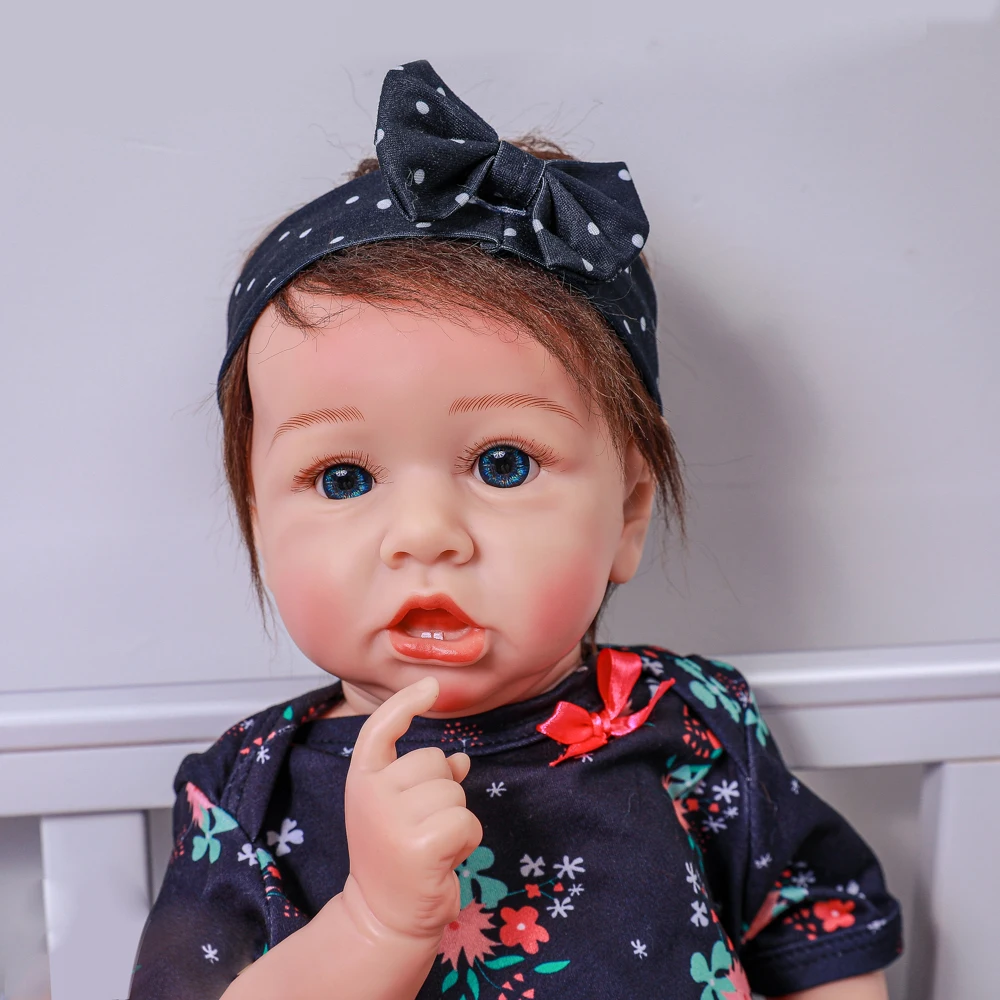 

Adorable Lifelike Reborn Baby Doll with Teeth 20" 50CM Newborn Babies DOLL With Crooked Mouth Bonecas Full Body Silicone Doll