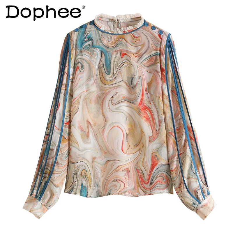 High-End Silk Long-Sleeved Shirt for Women 2021 Spring and Summer New Fashion Retro Printed Loose Casual Blouse Blusa Mujer Tops
High-End Silk Long-Sleeved Shirt for Women 2021 Spring and Summer New Fashion Retro Printed Loose Casual Blouse Blusa Mujer Tops