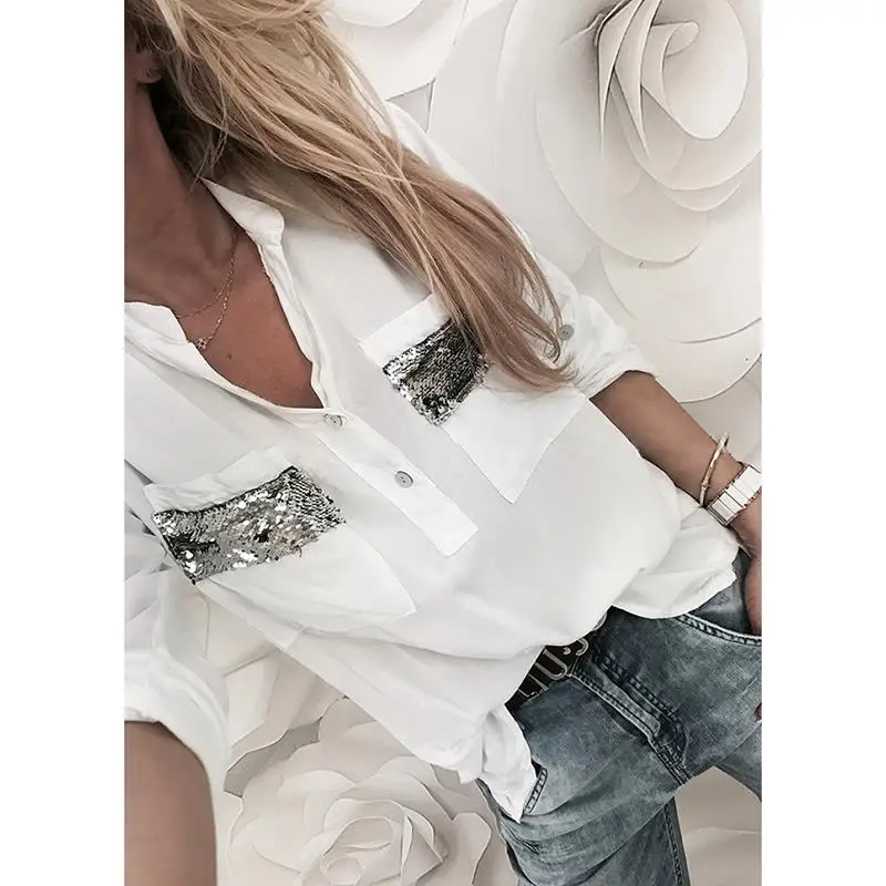 Women Casual Button Up Blouse Shirt Top Office Lady Shirt Long Sleeve Shining Fashion Comfortable Blusas SJ3835X
Women Casual Button Up Blouse Shirt Top Office Lady Shirt Long Sleeve Shining Fashion Comfortable Blusas SJ3835X