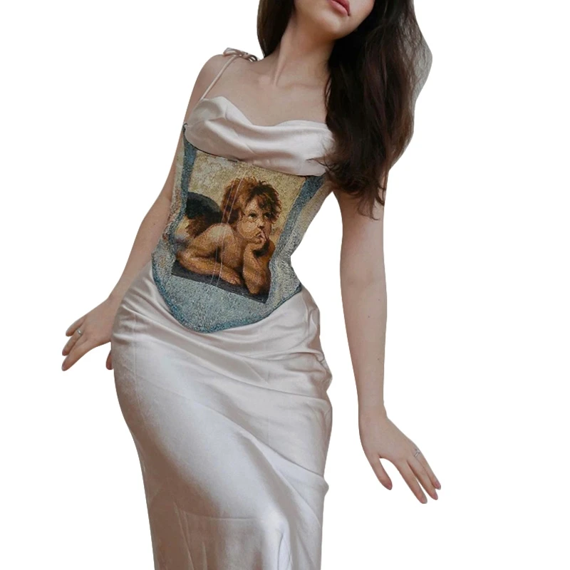 67JF Women Summer Sexy Off Shoulder Corset Tube Top Strapless Backless Lace-Up Bustier Camisole Retro Angel Graphic Cincher
67JF Women Summer Sexy Off Shoulder Corset Tube Top Strapless Backless Lace-Up Bustier Camisole Retro Angel Graphic Cincher