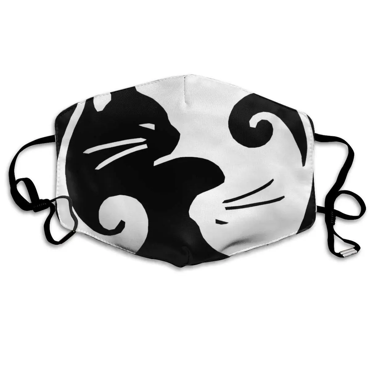 

Черно-белая моющаяся многоразовая маска для кошек, хлопковая Пылезащитная маска на половину лица для детей, подростков, мужчин, женщин, с ре...