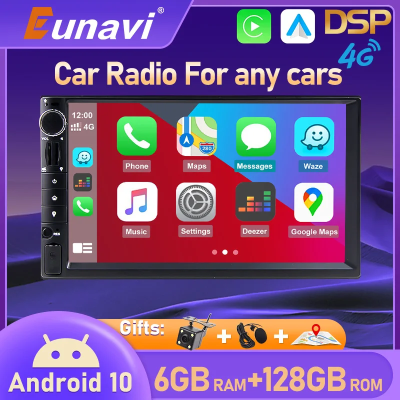 Eunavi DSP Carplay Android 10 Car Radio Multimedia Video Player Universal Stereo Audio 4G 64G 7 inch Touch Screen GPS Navigation
Eunavi DSP Carplay Android 10 Car Radio Multimedia Video Player Universal Stereo Audio 4G 64G 7 inch Touch Screen GPS Navigation