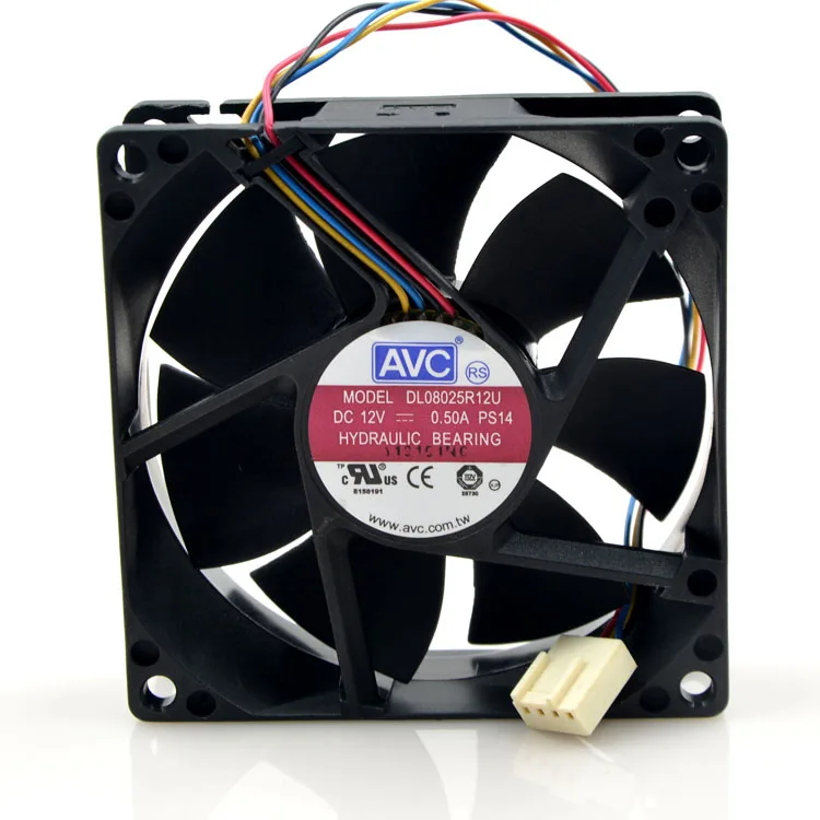 AVC DL08025R12U 8025 80x80x25mm Hydraulic Bearing 12V 0.50A 4-wires PWM Cooler Cooling Fan
AVC DL08025R12U 8025 80x80x25mm Hydraulic Bearing 12V 0.50A 4-wires PWM Cooler Cooling Fan