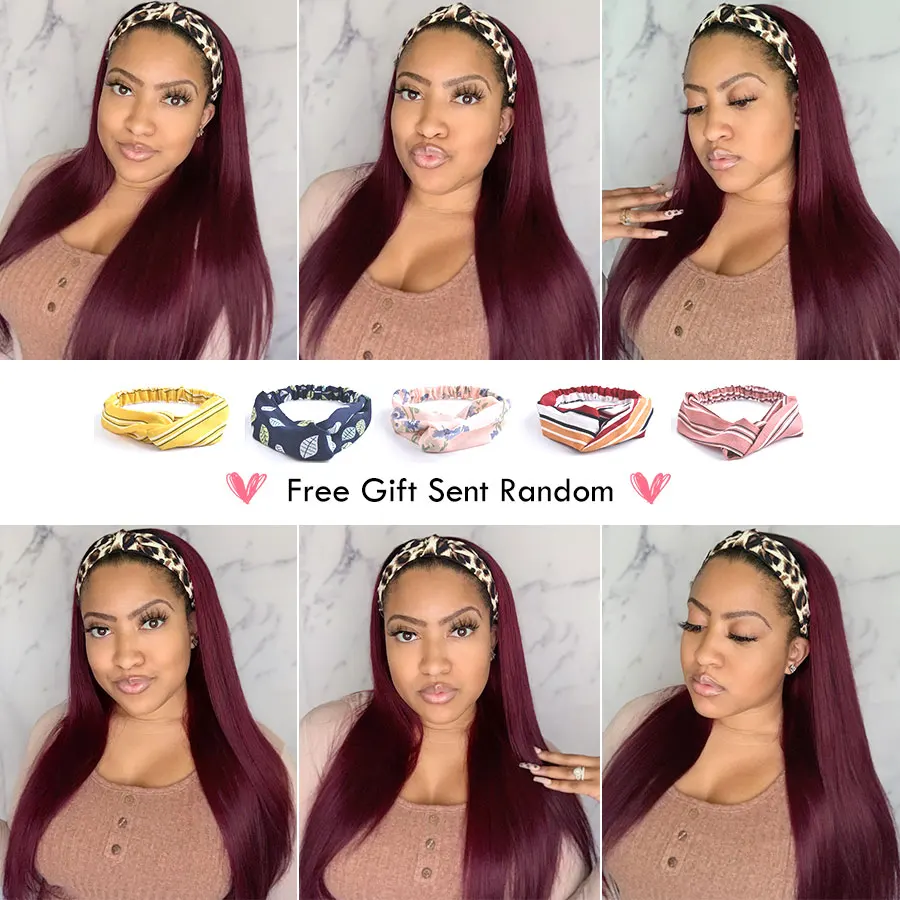 Straight Headband Wig Human Hair #99J Human Hair Wig For Women Full Machine Made Wig with Headband Attached Remy Gossip Hair
Straight Headband Wig Human Hair #99J Human Hair Wig For Women Full Machine Made Wig with Headband Attached Remy Gossip Hair