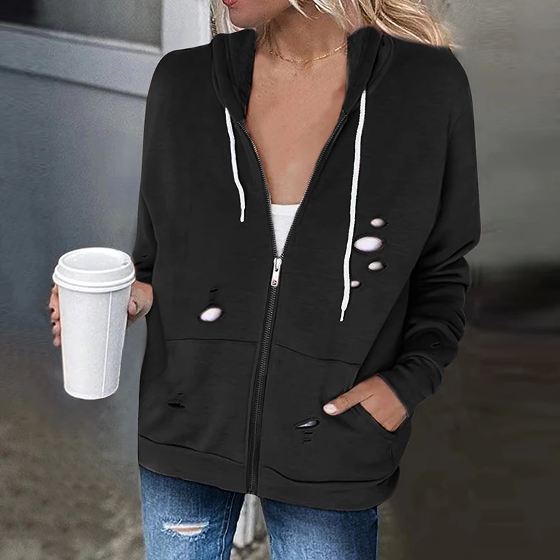 Harajuku Korean Style Ripped Hoodies Loose Long-sleeved Hooded Sweatshirts Zip Up Coat Solid Color Retro Shirt Student Girl Tops
Harajuku Korean Style Ripped Hoodies Loose Long-sleeved Hooded Sweatshirts Zip Up Coat Solid Color Retro Shirt Student Girl Tops