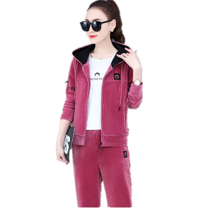 2020 Lady clothes set Tracksuit Korean style Leisure sports suit NEW Corduroy Hooded 2 piece set Women office clothing set 1611
2020 Lady clothes set Tracksuit Korean style Leisure sports suit NEW Corduroy Hooded 2 piece set Women office clothing set 1611