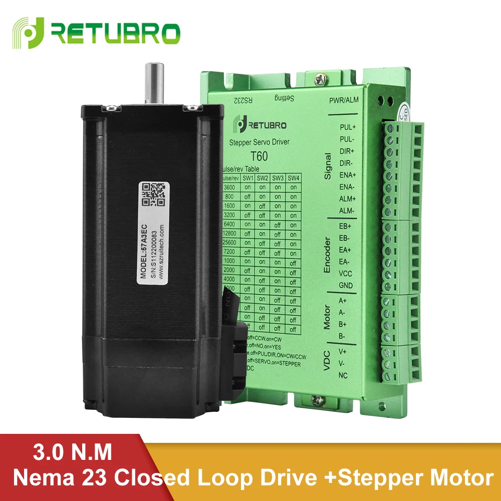 T60+57A3EC / 60A3EC Closed Loop Nema 23 Stepper Motor Driver Kit 3NM 57/60mm Flange Hybrid 4 A 8mm Shaft 24-50V DC Voltage
T60+57A3EC / 60A3EC Closed Loop Nema 23 Stepper Motor Driver Kit 3NM 57/60mm Flange Hybrid 4 A 8mm Shaft 24-50V DC Voltage