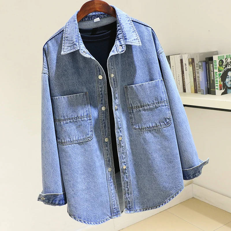 Mid Long Blue Denim Jacket Coat Women 2021 Spring Autumn Big Pocket Outerwear Big size Loose Jeans Jackets Female Chaqueta Mujer
Mid Long Blue Denim Jacket Coat Women 2021 Spring Autumn Big Pocket Outerwear Big size Loose Jeans Jackets Female Chaqueta Mujer