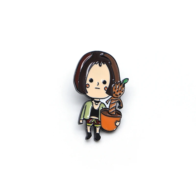 

Leon and Mathilda Enamel Pin for Kids Movie The Professional Brooches Lapel Pin Hat Bag Pins Women Brooch Couple Badge A68