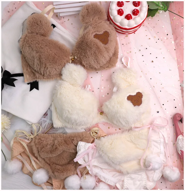 Cartoon Bear Comfortable Underwire Cotton Cloth Cup Side Collapse Bra Set Lace-up Panties
Cartoon Bear Comfortable Underwire Cotton Cloth Cup Side Collapse Bra Set Lace-up Panties