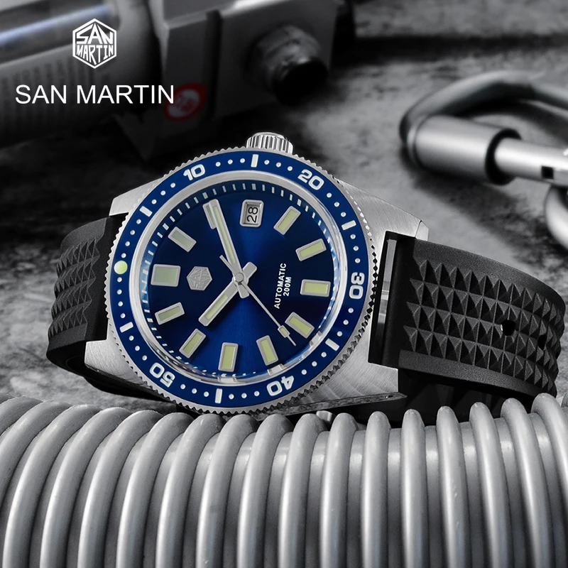San Martin 62Mas 40mm Dial Mens Mechanical Wristwatches Rubber Strap NH35 Automatic Self Winding 200m Waterproof Luminous Watch
San Martin 62Mas 40mm Dial Mens Mechanical Wristwatches Rubber Strap NH35 Automatic Self Winding 200m Waterproof Luminous Watch