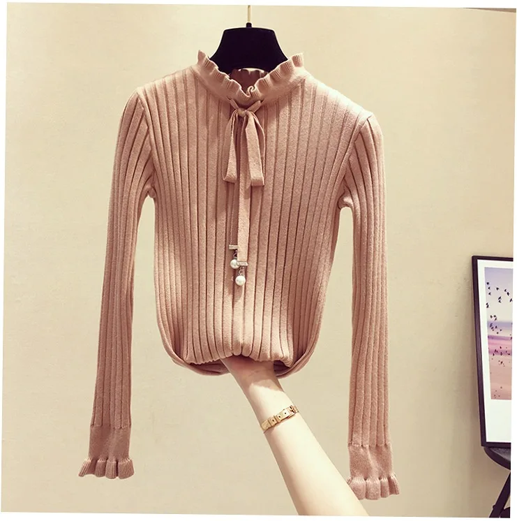 2019 Female Long Sleeve Autumn Sweater Womens Pullovers Sweaters New Slim Knitted Sweater Winter Petal sleeve bead Sweater
2019 Female Long Sleeve Autumn Sweater Womens Pullovers Sweaters New Slim Knitted Sweater Winter Petal sleeve bead Sweater