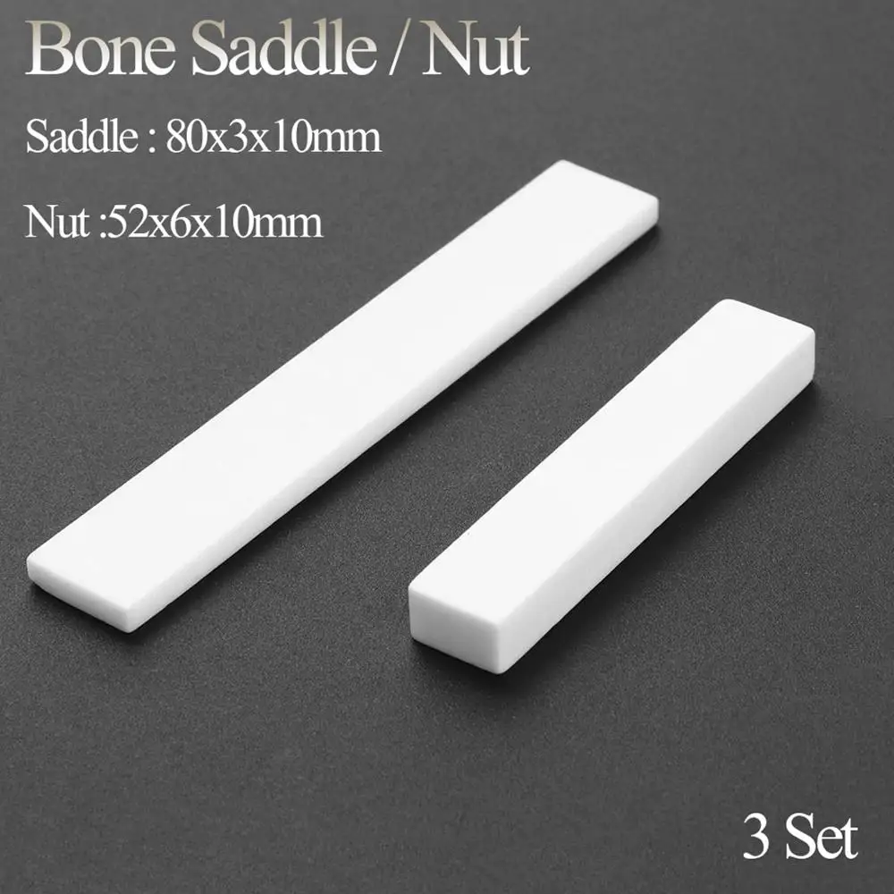 

3PCS Blank & Uncut Guitar Bridge Saddles 80x3x10mm & Nut 52x6x10mm for Acoustic & Classical & Cigar Guitar Part Replacement