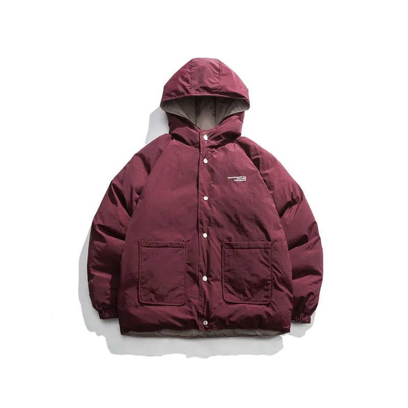 Henry wears winter solid color hooded and thickened warm cotton jacket on both sides
Henry wears winter solid color hooded and thickened warm cotton jacket on both sides