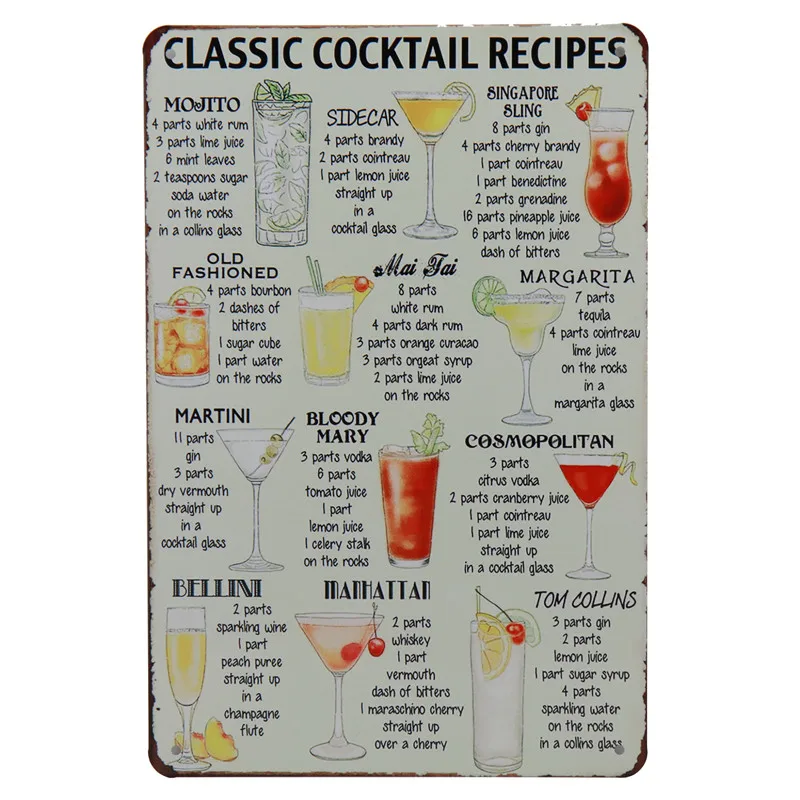 30X20cm Cocktail Lounge Margarita Retro Tin Signs Bar Sign Mojito Iron Poster Plaque Metal Vintage Garage Decor Decoration H33
30X20cm Cocktail Lounge Margarita Retro Tin Signs Bar Sign Mojito Iron Poster Plaque Metal Vintage Garage Decor Decoration H33