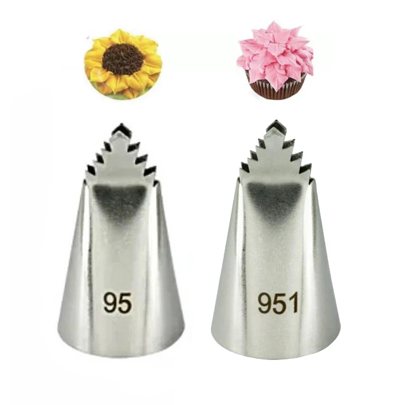 

2pcs/set Russian Leaf Tips Stainless Steel Icing Piping Nozzles Cake Decorating Pastry Tip Sets Cupcake Tools #95 #951