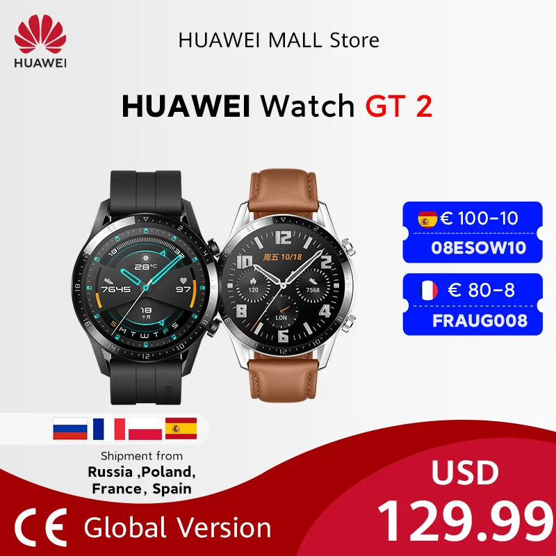 

In stock Global Version HUAWEI WATCH GT 2 GT2 Smart WATCH Blood Oxygen SmartWatch 14 Days Phone Call Heart Rate Tracker GT 2