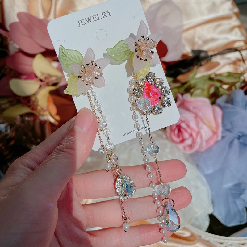 MENGJIQIAO Korean Elegant Pink Flower Drop Earrings For Women Ladies Fashion Crystal Tassel Summer Holiday Brincos Jewelry
MENGJIQIAO Korean Elegant Pink Flower Drop Earrings For Women Ladies Fashion Crystal Tassel Summer Holiday Brincos Jewelry