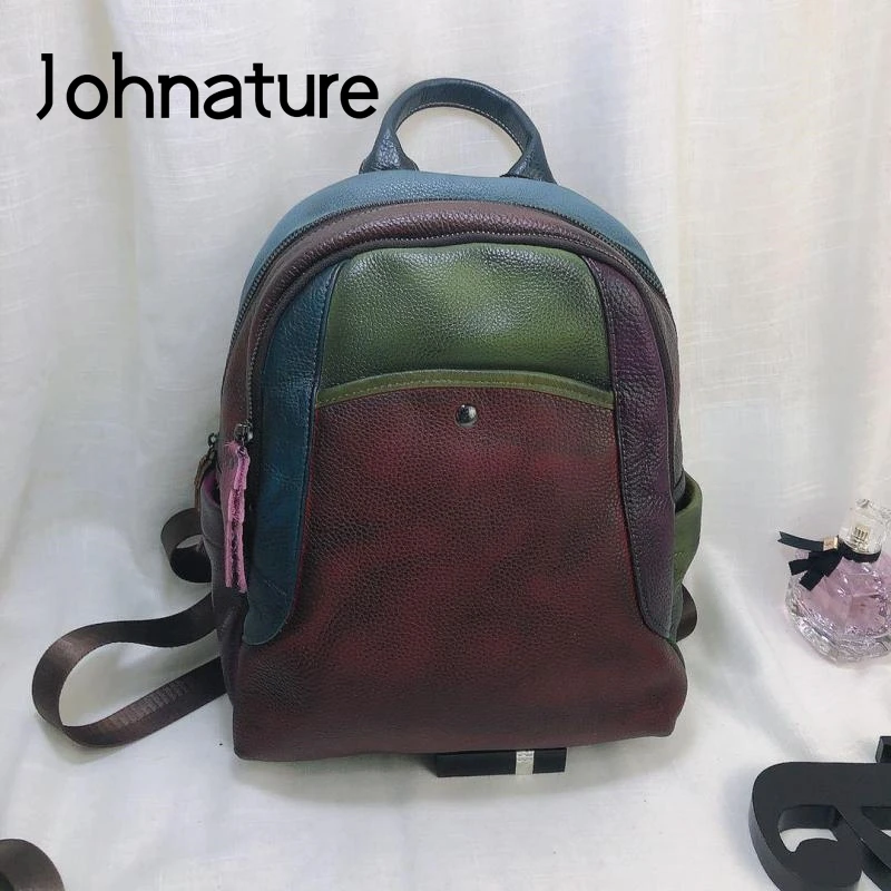 Женский рюкзак в стиле ретро Johnature, вместительные дорожные сумки из натуральной кожи с прострочкой случайных цветов, для отдыха и досуга, 2021
Женский рюкзак в стиле ретро Johnature, вместительные дорожные сумки из натуральной кожи с прострочкой случайных цветов, для отдыха и досуга, 2021